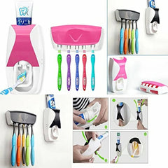 Automatic Toothpaste Dispenser Set with Wall-Mounted Toothbrush Holder | Random Colors