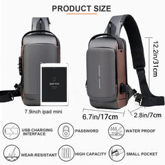Blue & Brown | Multifunction Anti-Theft USB Charging Crossbody Shoulder Bag | Stylish, Secure, and Ready for Adventures