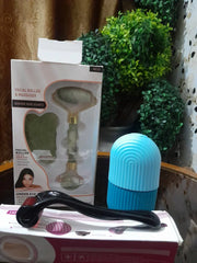 4 in 1 Value Bundle - Derma Roller, Jade Roller, Gua Sha & Ice Face Roller for Radiant Skin
