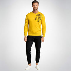 LION Printed Yellow Tracksuit Sweatshirt & Trouser | Warm & Comfortable Winter Wear | Large