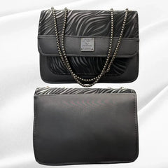 Luxury Women’s Shoulder Bag in Charcoal Black Faux Leather for Casual, Work, and Formal Use