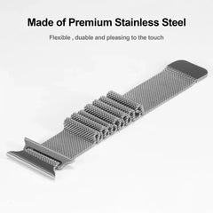 Silver | Apple Watch Milanese Magnetic Loop Strap | Stainless Steel Band  | 42mm / 44mm / 45mm